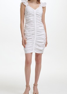 GUESS Ruched Body-Con Dress in White at Nordstrom Rack