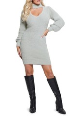 GUESS Sadie Metallic Cutout Long Sleeve Sweater Dress