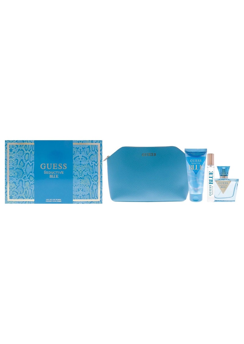 Guess Seductive Blue by Guess for Women - 4 Pc Gift Set 2.5oz EDT Spray, 3.4oz Body Lotion, 0.5oz EDT Spray, Pouch