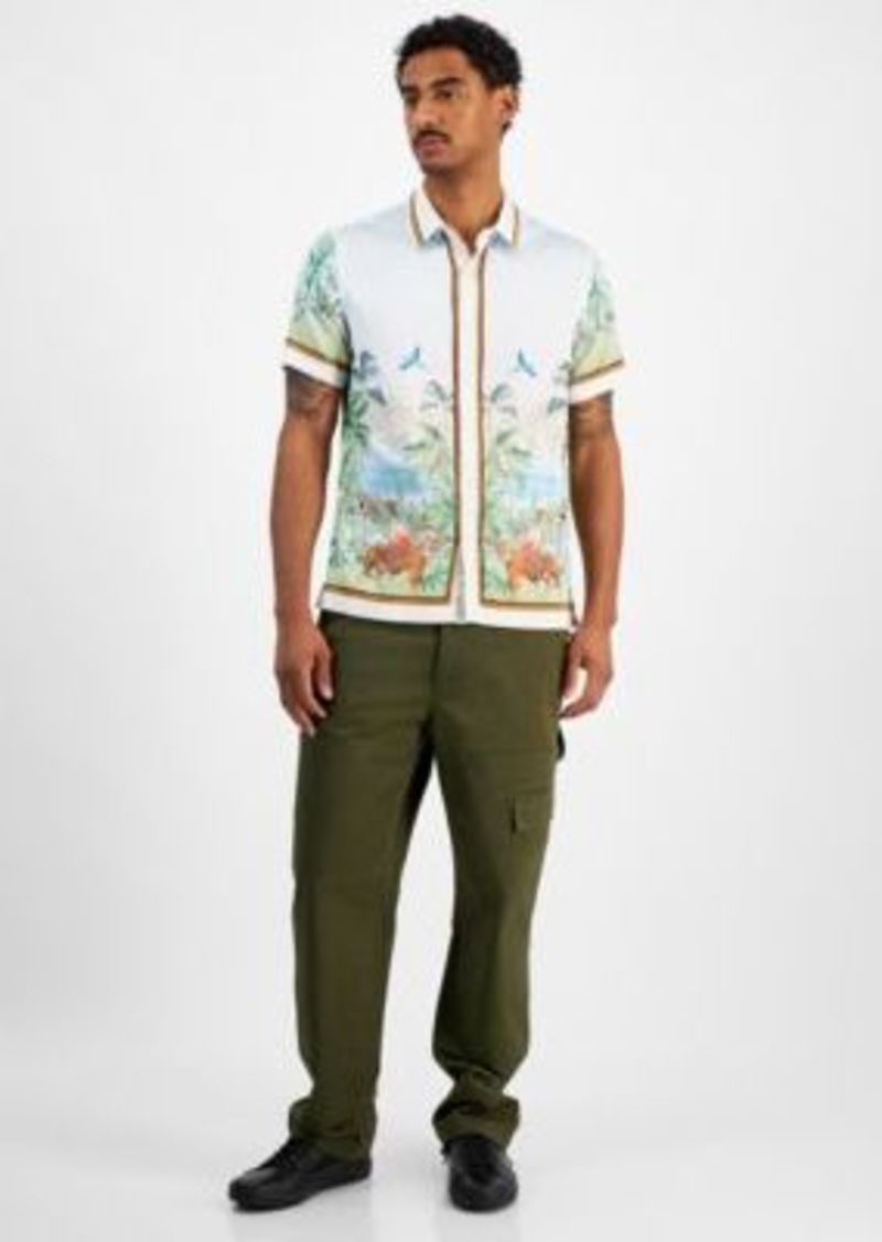 Guess Short Sleeve Button Front Jungle Shirt Utility Cargo Pants