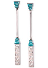 Guess Silver-Tone Crystal & Logo Linear Drop Earrings