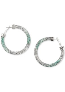 Guess Silver-Tone Medium Ombre Pave Hoop Earrings, 2"