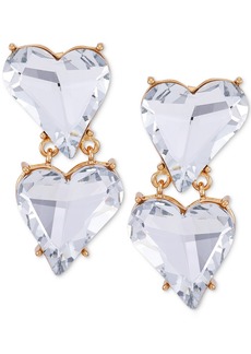 Guess Tonal Crystal Heart Clip-On Double Drop Earrings - Crystal