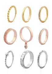 Guess Tri-Tone 9-Pc. Set Crystal Stacker Rings