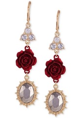 Guess Two-Tone Crystal & Rose Drop Earrings