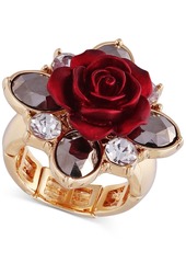 Guess Two-Tone Crystal & Rose Stretch Ring