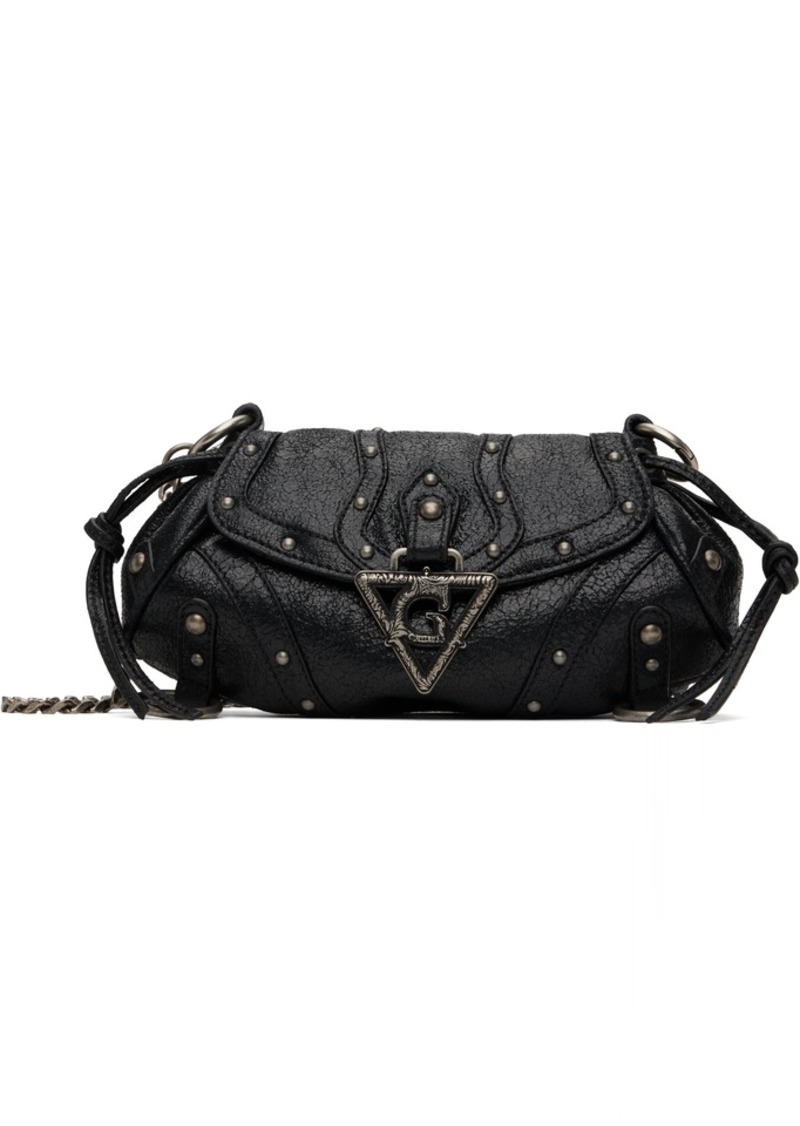 GUESS USA Black Crackled Leather Mini Fashion Bag