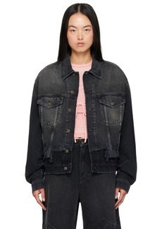 GUESS USA Black Distressed Denim Jacket