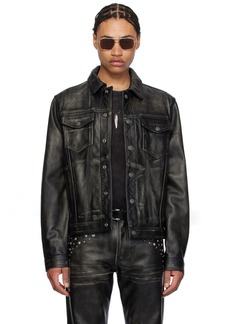 GUESS USA Black Distressed Leather Jacket