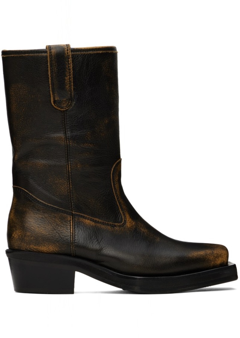 GUESS USA Black Leather Biker Boots