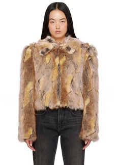 GUESS USA Brown Paneled Faux-Fur Jacket