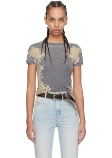 GUESS USA SSENSE Exclusive Gray Floral Burn Out T-Shirt