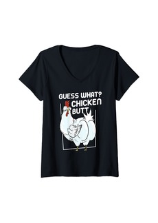 Womens Guess What? Chicken Butt! V-Neck T-Shirt