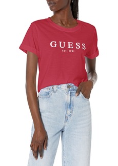 GUESS Women's 1981 Rolled Cuff Short Sleeve Tee  Extra Small