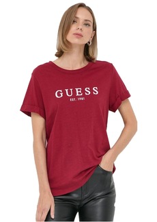 GUESS Women's 1981 Rolled Cuff Short Sleeve Tee  Extra Small