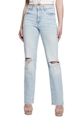 Guess Women's 80s Destroyed High Rise Straight-Leg Jeans