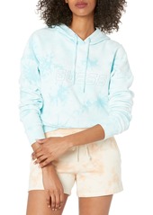 GUESS Women's Active Cropped Marble Print Hooded Sweatshirt  Extra Large
