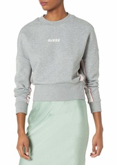 GUESS Women's Active Long Sleeve Logo Tapping Crewneck Sweatshirt