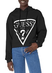 GUESS Women's Active Long Sleeve Oversized Logo Hooded Sweatshirt  Extra Small