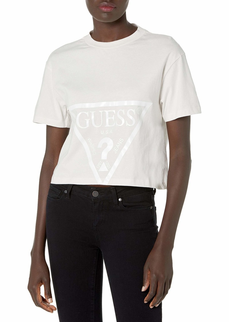GUESS Women Active Short Sleeve Oversized Logo Cropped T-Shirt  Extra Large
