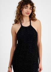Guess Women's Alina Halter-Neck Sleeveless Midi Dress - Jet Black Multi