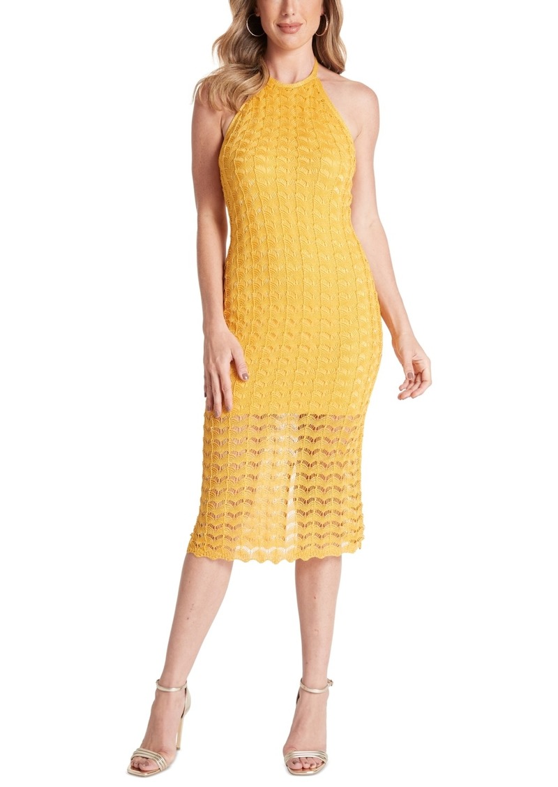 Guess Women's Alina Halter-Neck Sleeveless Midi Dress - Yellow