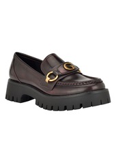 Guess Women's Almost Slip-On Lug Sole Round Toe Bit Loafer - Dark Red