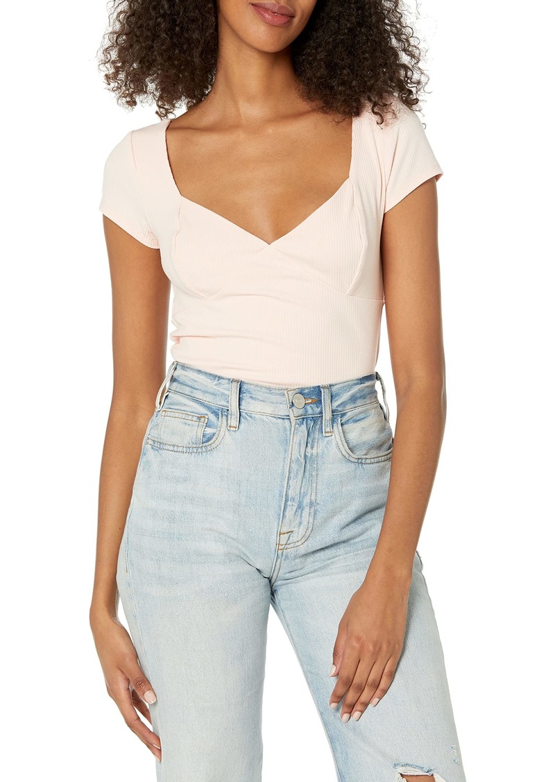 GUESS Women's Cap Sleeve Rib Nataly Top