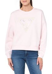 GUESS Women's Crew Neck Pony Hair Sweatshirt