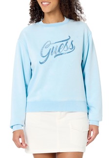 GUESS Women's Crew Neck Stones Logo Sweatshirt