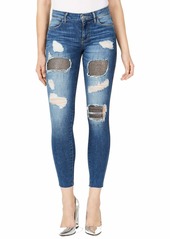 GUESS Women's Crystal Fishnet Sexy Curve Jean Starling wash