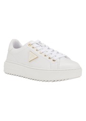 Guess Women's Denesa Treaded Platform Lace-Up Sneakers - Beige/Pink Logo