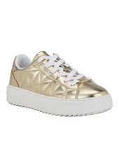 Guess Women's Desena Quilted Platform Lace Up Sneakers - Gold