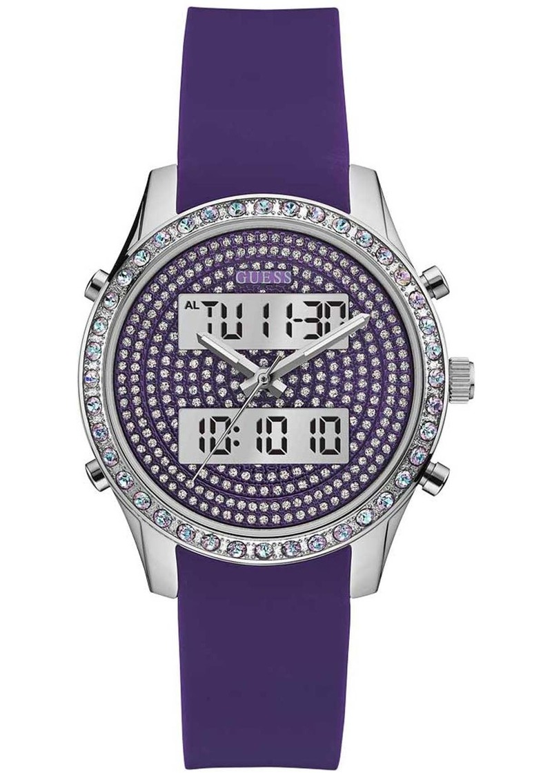 Guess Women's Digital Crystals Purple Dial Watch