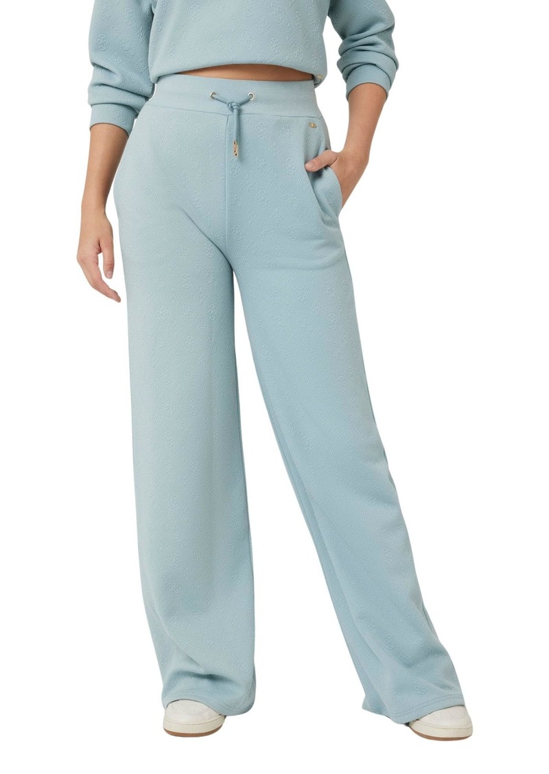 GUESS Women's Eco Logo Straight Long Pant Peony Ocean Fog AOP