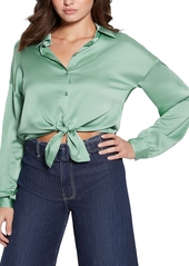 Guess Women's Eco Long Sleeve Bowed Jun Shirt - VITAL GREEN