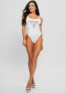 Guess Women's Eco Metallic One-Piece Swimsuit - Pure white