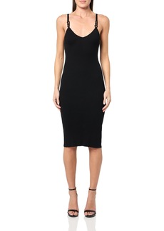 GUESS Women's Eco Sleeveless Linked Rings Gina Rib Dress