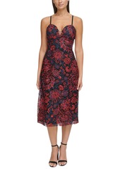 Guess Women's Embroidered Fit & Flare Dress - Navy Multi