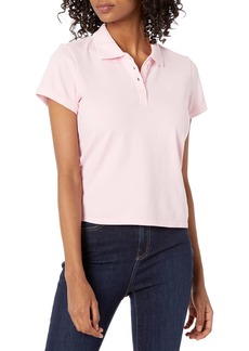 GUESS Women's Essential Short Sleeve Logo Pique Polo