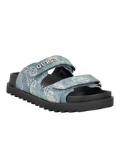 Guess Women's Fabulon Two Strap Fabric Slide-on Sandals - Silver - Manmade