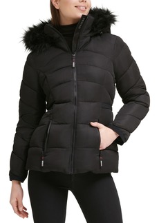 Guess Women's Faux-Fur-Trim Hooded Puffer Coat - Black