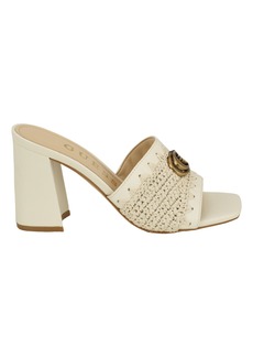 Guess Women's Gellian Raffia Block Heel Slip On One Band Sandals - Cream