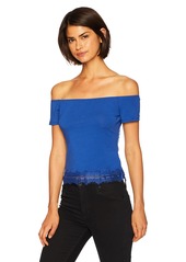 Guess Women's Half Sleeve Nolita Top Shirt -blue soul M