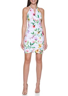 GUESS womens Guess Women's Floral Printed Halter Sheath Dress   US