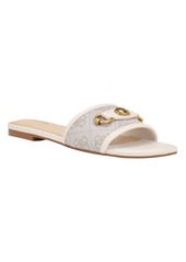 Guess Women's Hammi One Band with Logo and Hardware Flat Sandals - Ivory