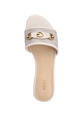 Guess Women's Hammi One Band with Logo and Hardware Flat Sandals - Ivory