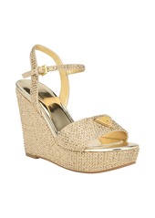 Guess Women's Hippa Wrapped Platform Two Piece Ornamented Sandals - Gold Satin