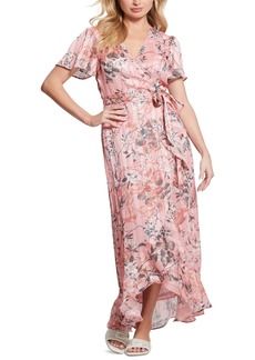 Guess Women's Juna V-Neck Flutter-Sleeve Maxi Dress - Eucalyptus Floral Print