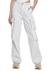 Guess Women's Kori High Rise Wide Leg Cotton Cargo Jeans - CLOUD WHITE